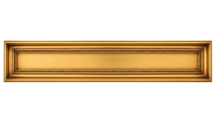 Ornate gold frame with rectangular shape and intricate details against a black background for design and creative projects