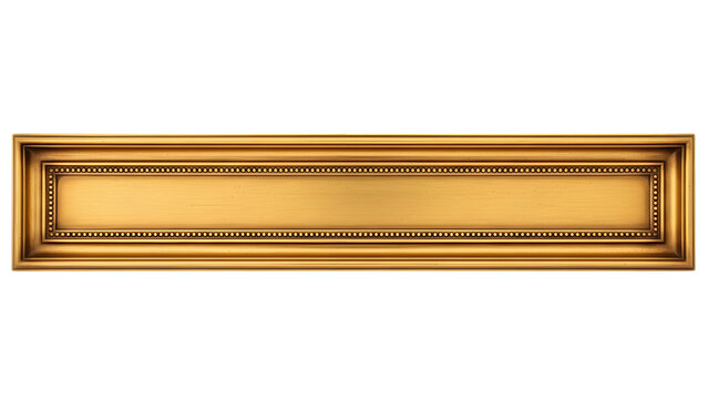 Ornate gold frame with rectangular shape and intricate details against a black background for design and creative projects