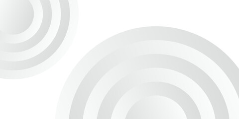 Minimalist white and grey background with abstract concentric circle patterns. Clean and modern geometric vector design for corporate business presentations. eps10