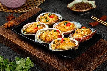 Steamed Abalone with Garlic Sauce - Traditional Chinese Dish