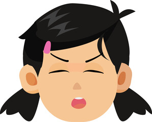 Vector Illustration of Cute Girl Cartoon Portrait