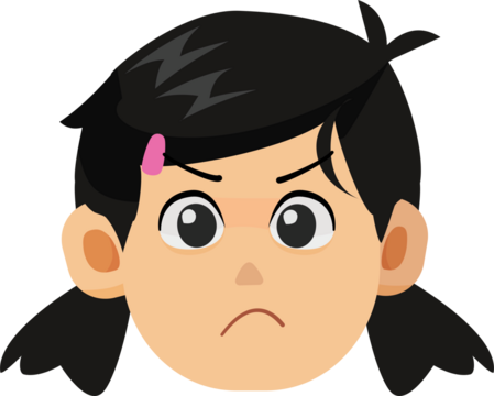 Vector Illustration of Angry School Girl Character Head