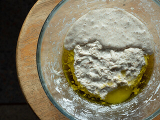 sourdough focaccia bread mixture