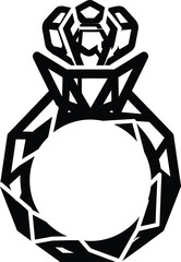 Obraz premium Abstract Christmas Black Silhouette of a Geometric Diamond Engagement Ring on White jewelry wedding