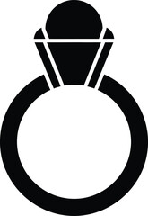Christmas Black silhouette icon of a diamond engagement ring on a white background illustration