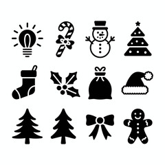 Collection of Christmas icons on white background. Vector