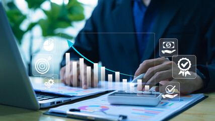 Business quality planning and cost management concept, focusing on price optimization, savings, and process perfection for improved financial efficiency and operational performance.