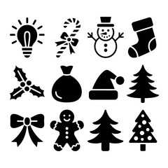 Collection of Christmas icons on white background. Vector