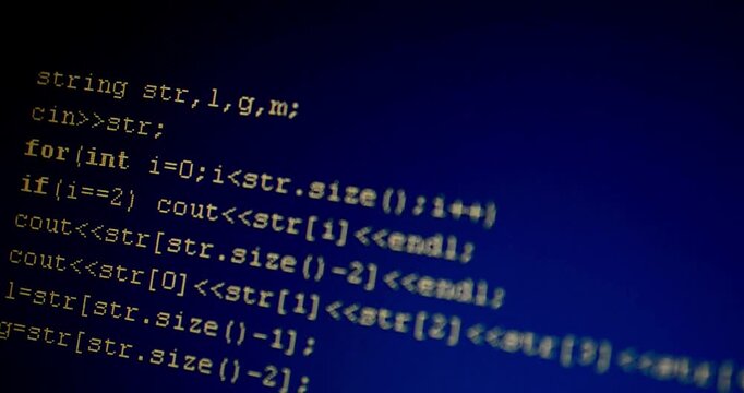 Blocks of abstract program code Hackers program code running on screen