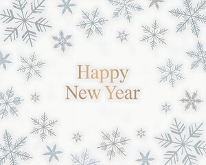 Happy new year greeting card with blue snowflake border