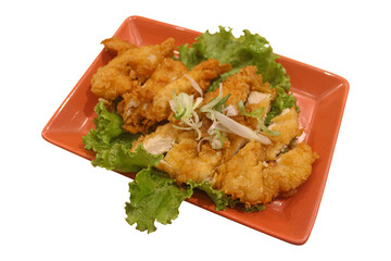 Crispy Deep Fried Chicken Fillet Served with Fresh Lettuce