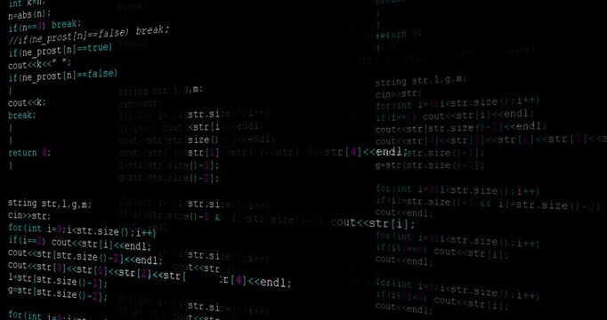 Blocks of abstract program code Hackers program code running on screen