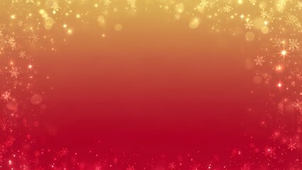 A festive background with snowflakes and bokeh lights on a gradient from gold to red