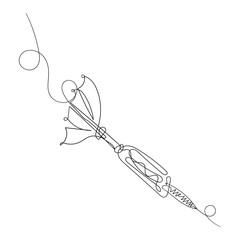Darts continuous one line drawing of a white bac sticking in surface Continuo line drawing of Target with arrows. Single line illustration of goal circle with three arrows in center