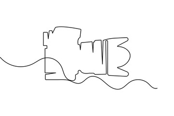 Video recording camera continuous one line drawing in minimalist style isolate outline vector illustration art
