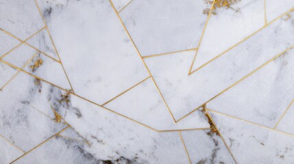 Golden Veins: A close-up showcases a luxurious display of white marble, accentuated by exquisite golden veins. This image exudes elegance and sophistication.
