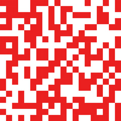 Bold red-and-white blocky abstract pattern