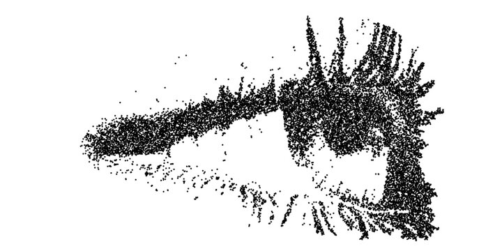 Abstract pointillism art creates a unique tree silhouette, perfect for nature themed designs, artistic projects, and creative backgrounds with organic flair