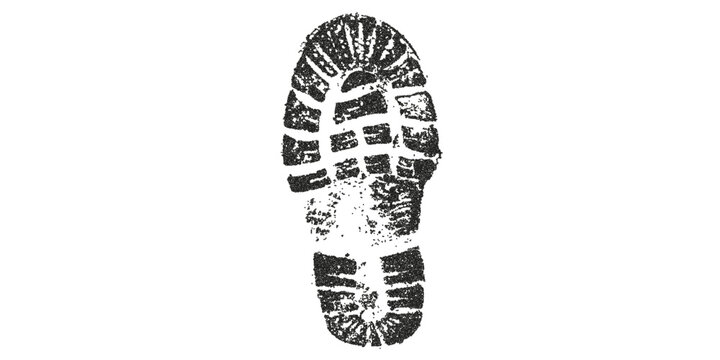Detailed shoe print impression graphic, perfect for crime scene investigation visuals or conceptual designs requiring a sense of mystery or exploration