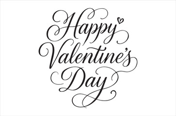 Elegant calligraphy reads happy valentine s day on a white background