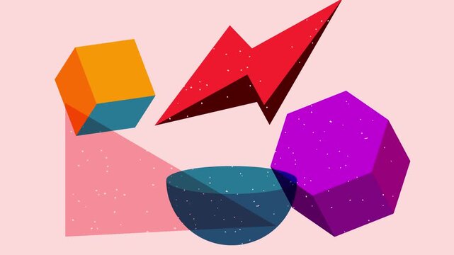 Colorful eye-catching geometric with risograph effect element professional animation video