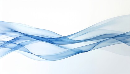 Translucent blue wavy lines flow across a clean white background waves