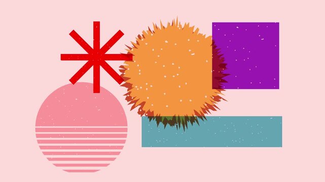 Geometric shaped elements with risograph effect professional animation video