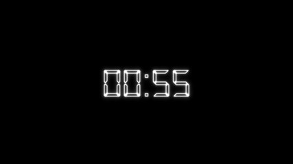 Digital 1 minutes countdown, 1 minute timer countdown animation, seconds on transparent background 60 second countdown timer, Countdown video. - Powered by Adobe