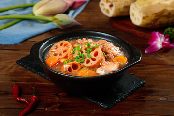 Chinese Stewed Pig Trotters with Lotus Root - Flavorful Traditional Meal
