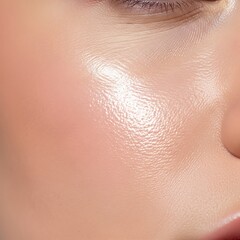 Fototapeta premium Close-up of Flawless Skin with Radiant Glow, Perfect for Beauty and Skincare Concepts