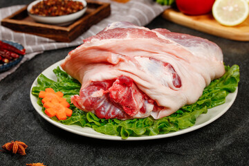 Fresh Raw Pork Knuckle Joint Food Photography
