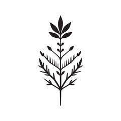 Elegant Herbal Medicine Symbol in Smooth Black Silhouette