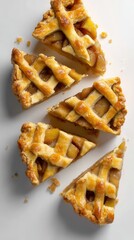 Slices of Delicious Apple Pie Arranged on a White Surface