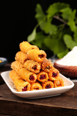 Crispy Golden Fried Potato and Bean Rolls - Traditional Asian Cuisine