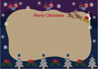 クリスマスの風景　サンタクロースが空を飛ぶチラシやポスター用ベクターイラスト素材