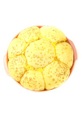 Soft Golden Brioche Bread Rolls with Sesame Seeds in Basket