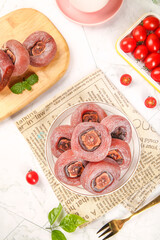 Fresh Persimmon Cakes with Tomatoes and Mint - Gongcheng, Guangxi