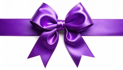 Elegant purple satin ribbon bow decoration on a clean white background.