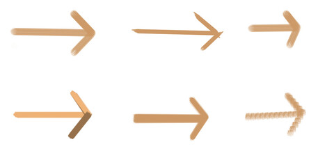 Hand-drawn brush arrows set on transparent background for direction icons, navigation elements, and creative design use