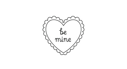 Naklejka premium Charming outline heart illustration with a decorative scalloped edge and 