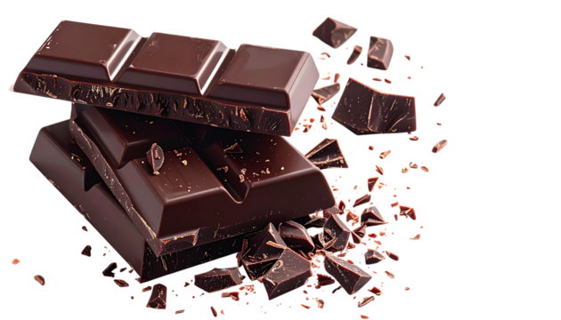 濃厚なダークチョコレートが砕けた質感｜背景なし・透過PNG・コピースペース