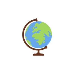 Earth globe with stand. Vector illustration.