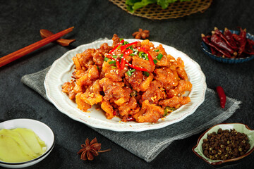 Traditional Chinese Crispy Pork with Chili and Garlic - Authentic Asian Dish