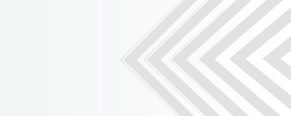 Grey white abstract background wide banner geometry arrow shine and layer element vector illustration.