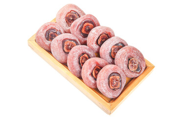 Fresh Frosty Persimmons from Gongcheng Guangxi on Wooden Board