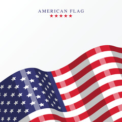 Obraz premium Waving flag of American background, Symbols of USA, template for banner, advertising, ads, poster.