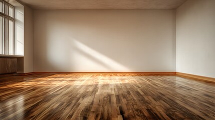 Airy interior empty warm ambiance wooden floor flat wall layout friendly