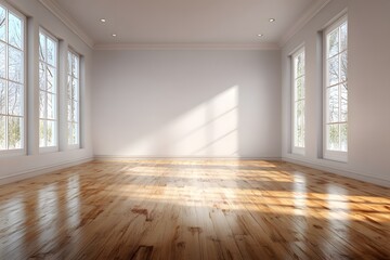 Obraz premium Clean empty interior perfect for product rendering wooden floor wall balance