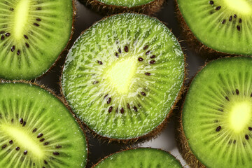Fresh Sliced Kiwi Fruit Close-Up with Water Droplets