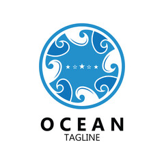 ocean logo vector icon illustration. logo for nature, community, travel companies, resorts and environment